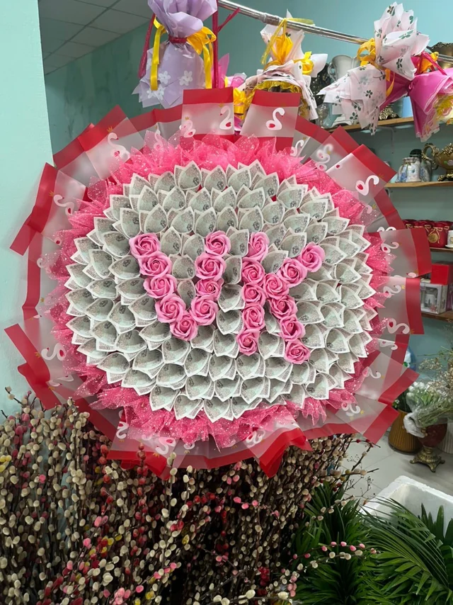 鈔票花束・圓形花面