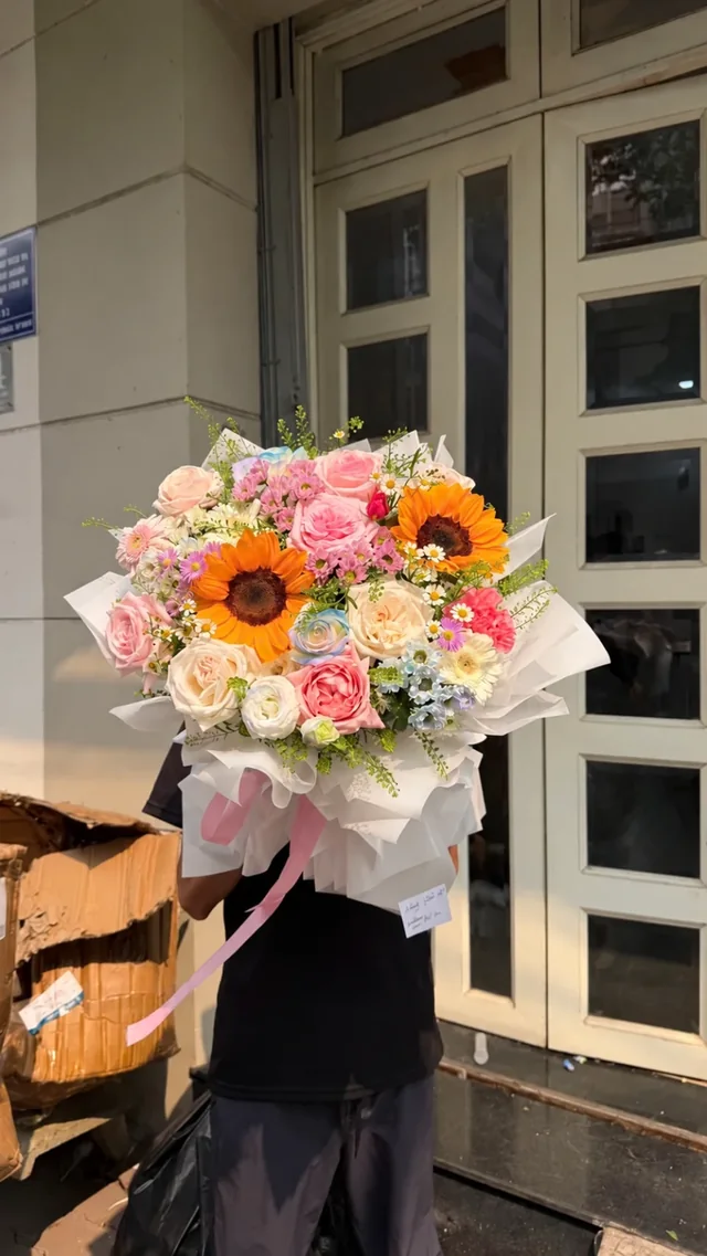 向日葵・粉色綜合花束