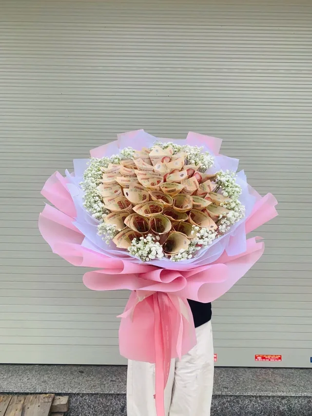 鈔票花束・圓形滿天星
