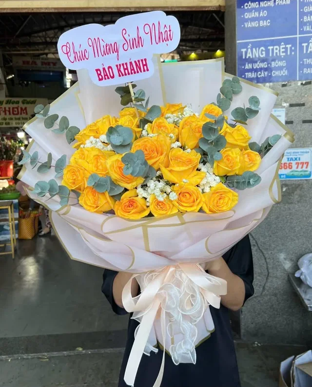 黃玫瑰・白金色包裝