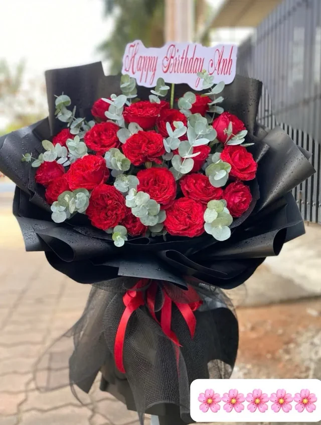 紅玫瑰與尤加利・生日花束